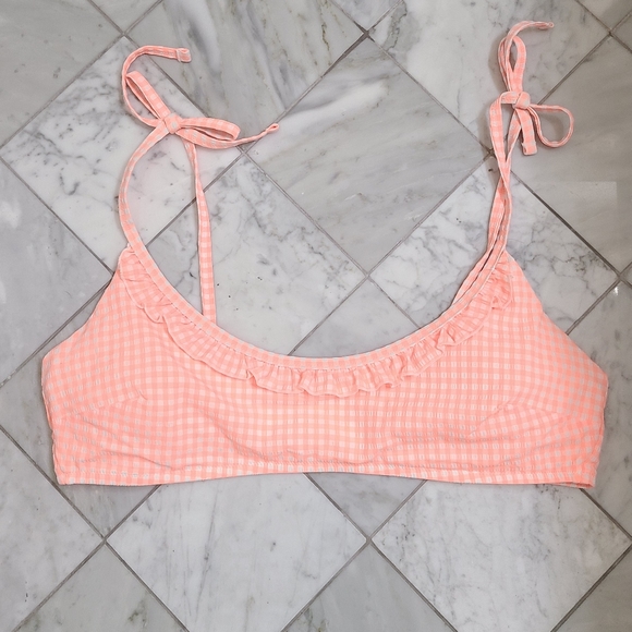 aerie Other - Aerie Bikini Top Orange Gingham Print XL NEW